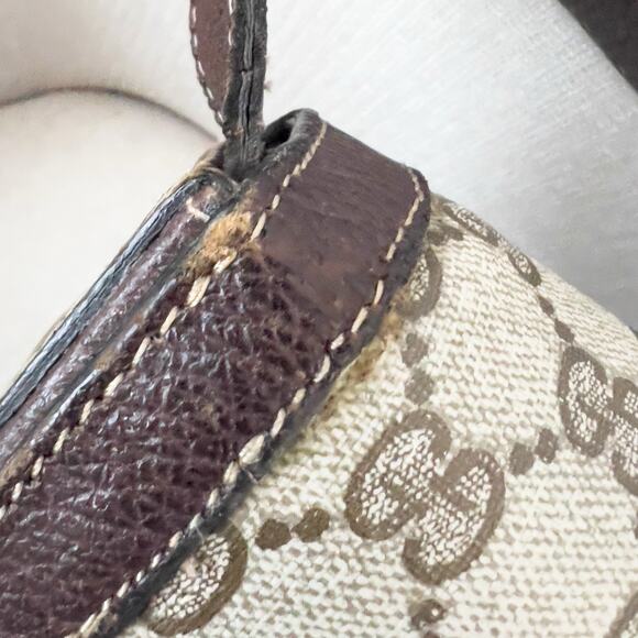 Vintage Gucci Bag Shoulder Purse Brown Monogram Logo Tan 70s 80s Flap - Picture 16 of 16